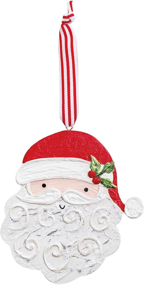 Mud Pie Christmas Santa Painted Wood Ornament | Amazon (US)