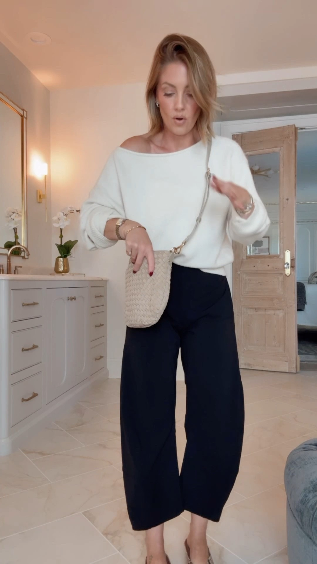 XS sweater / 0 Petite pants (linked to the Amazon ones I have two that are pretty much exact!) / flats are true to size

#LTKootd #LTKPetite #LTKOver40