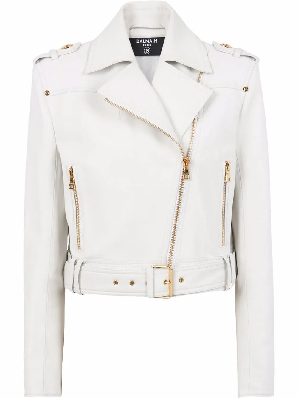 cropped leather biker jacket | Farfetch Global