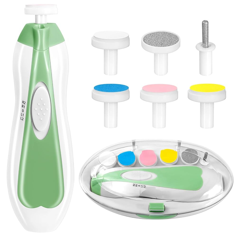 Baby Nail Trimmer Electric, 6 in 1 Baby Nail File Clippers Infant Grooming Kit Manicure Set for T... | Amazon (US)