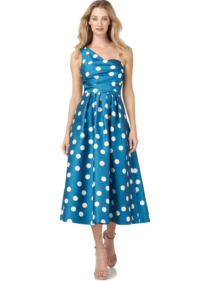 Kay Unger New York Womens Victoire Polka Dot Cocktail and Party Dress Blue 10 | Walmart (US)