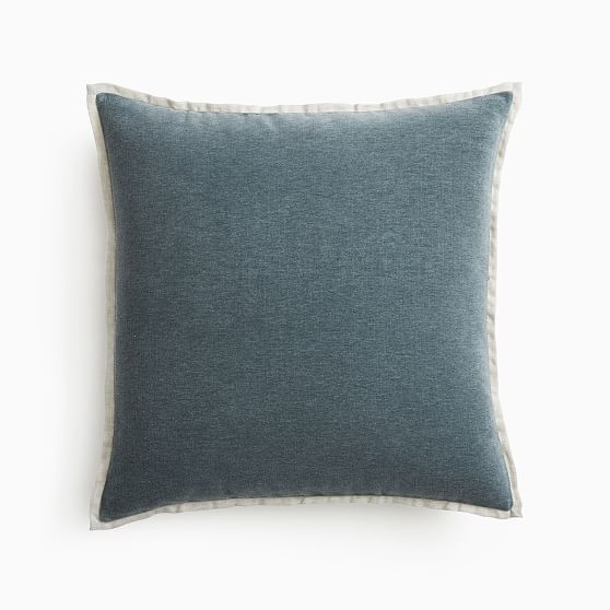 Classic Cotton Velvet Pillow Cover, 24x24, Ocean + Feather Insert | West Elm (US)