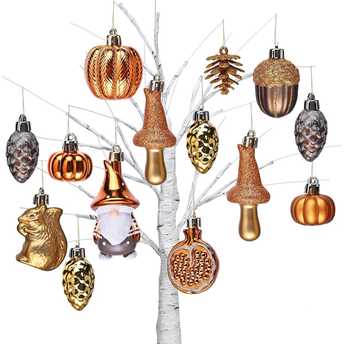 Fall Ornaments Tree Decorations for Home, 24ct Shatterproof Fall Ornaments for Small Tree, Orange... | Wayfair North America