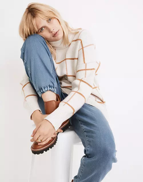 Pearldale Turtleneck Sweater in Windowpane | Madewell