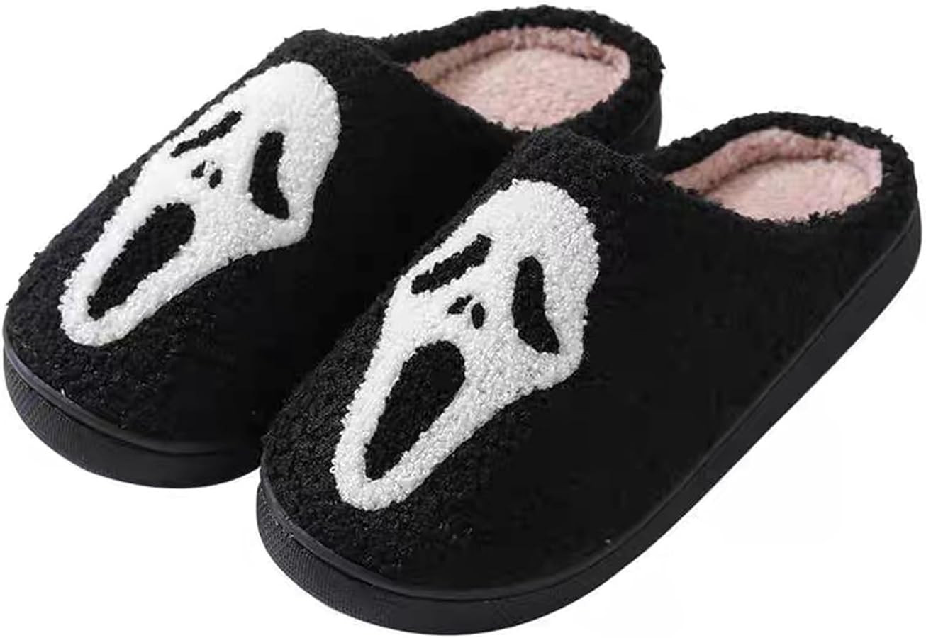 Unisex Halloween Slippers Spooky Ghost Slippers Cute Cozy Warm Plush Slip-On House Indoor and Out... | Amazon (US)