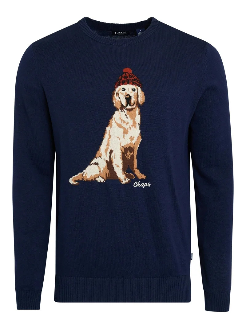 Chaps Men's & Big Men's Cotton Novelty Holiday Crewneck Sweater, Sizes S-3XL | Walmart (US)