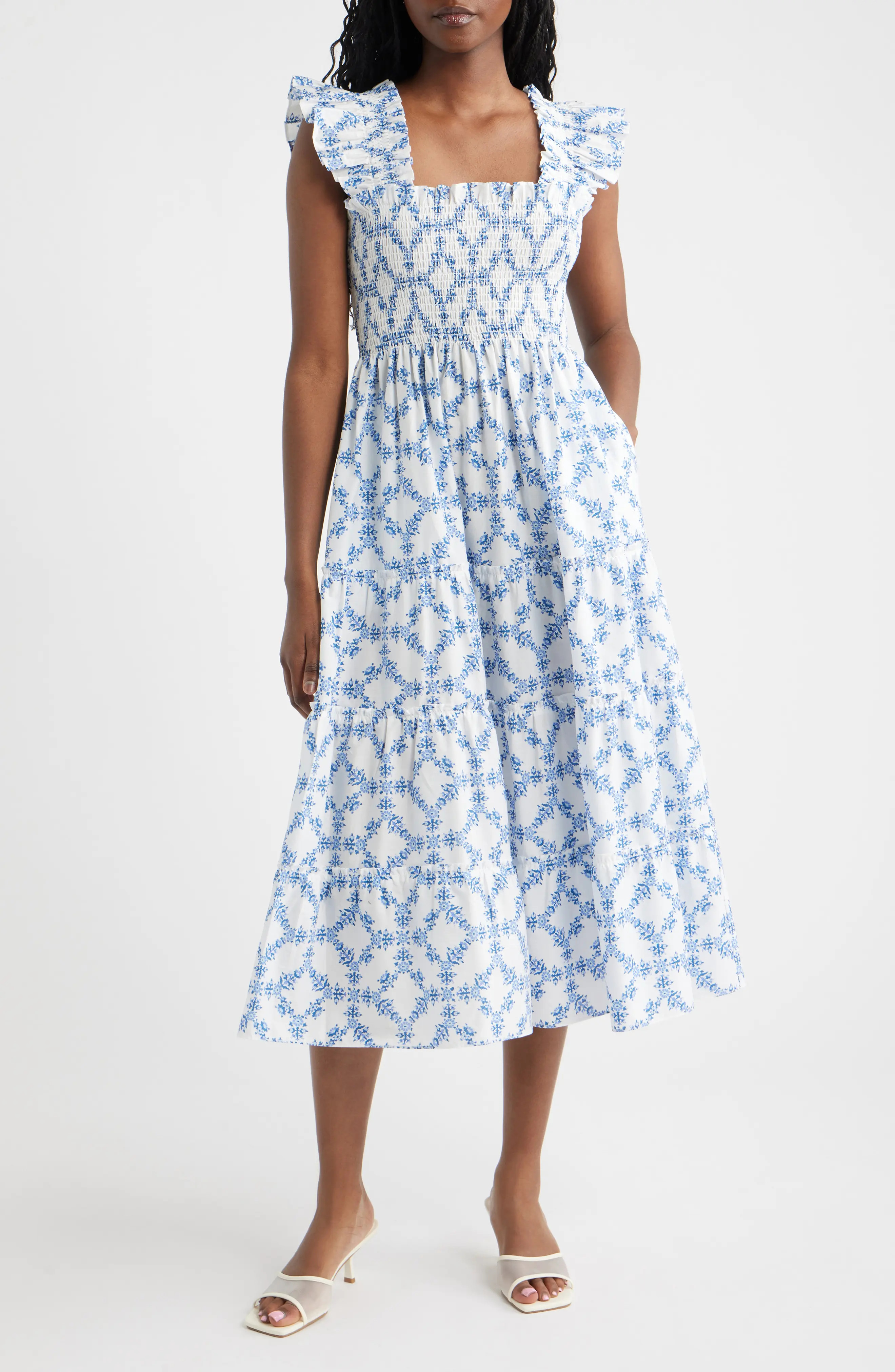 Hill House Home The Ellie Floral Flutter Sleeve Nap Midi Dress (Women) | Nordstrom | Nordstrom