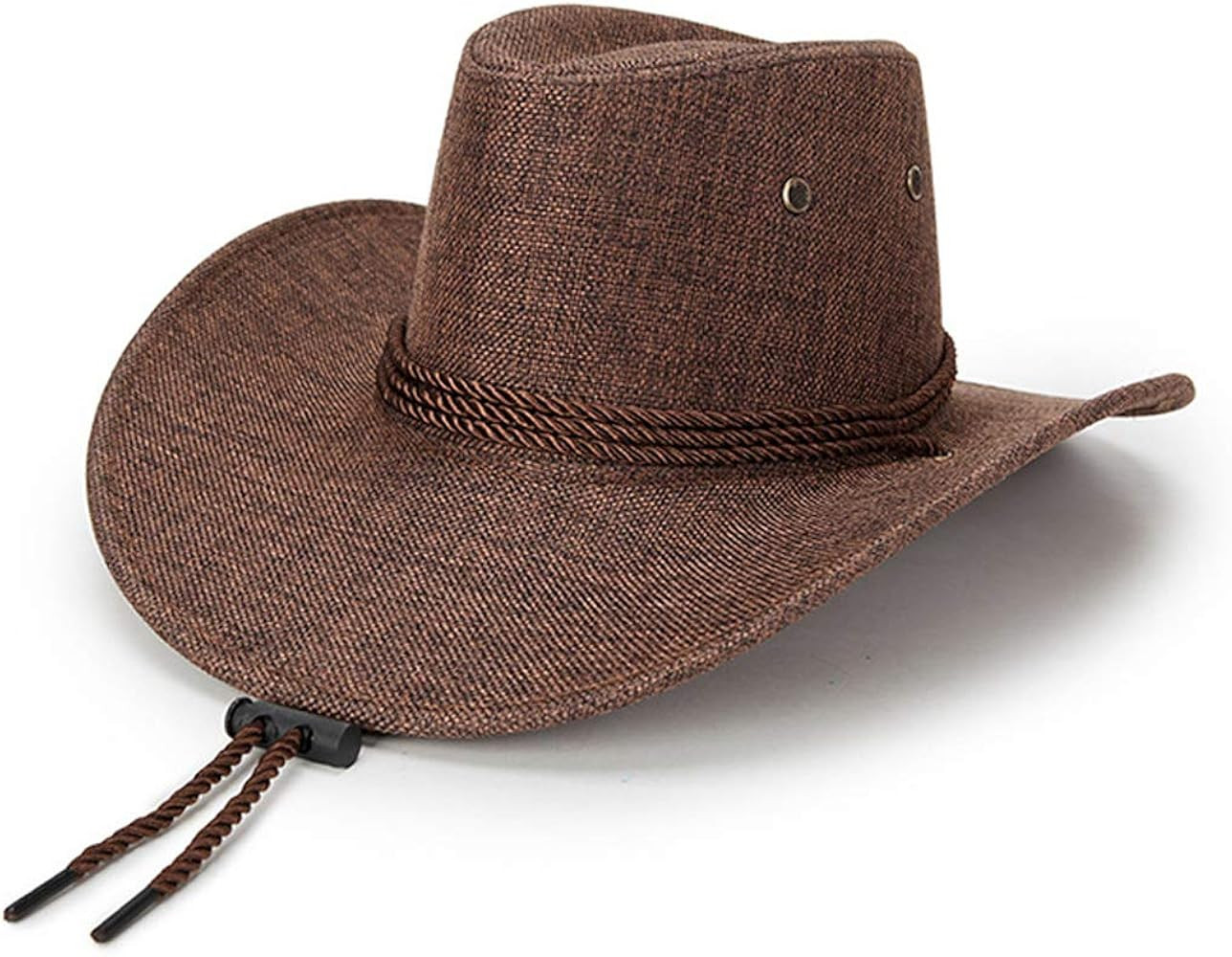 Cowboy Hats, Outdoor Cowboy Hat, Woven Imitation Linen Summer Sunhat, Western Cowboy Hat for Men ... | Amazon (US)