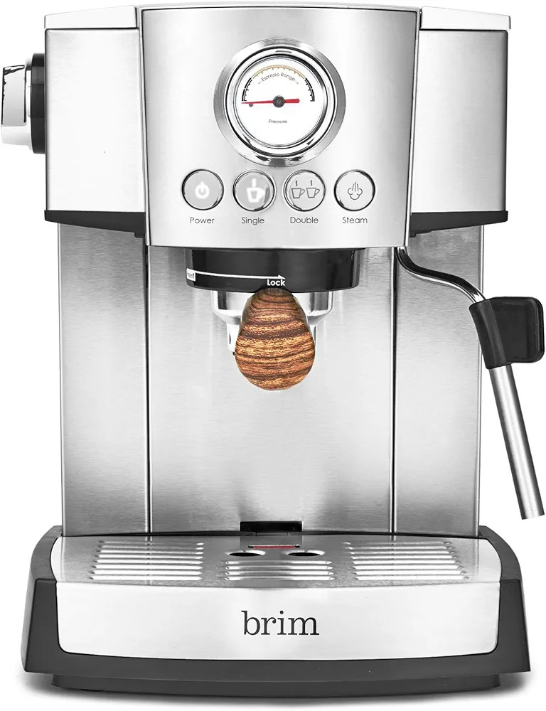 brim 15 Bar Espresso Machine, Cappuccino, Americano, Latte and Espresso Maker, Milk Steamer and F... | Amazon (US)