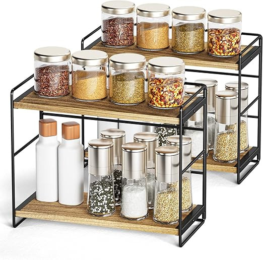 SRIWATANA Bathroom Countertop Organizer Set of 2, Kitchen Counter Shelf Spice Rack Sink Counterto... | Amazon (US)