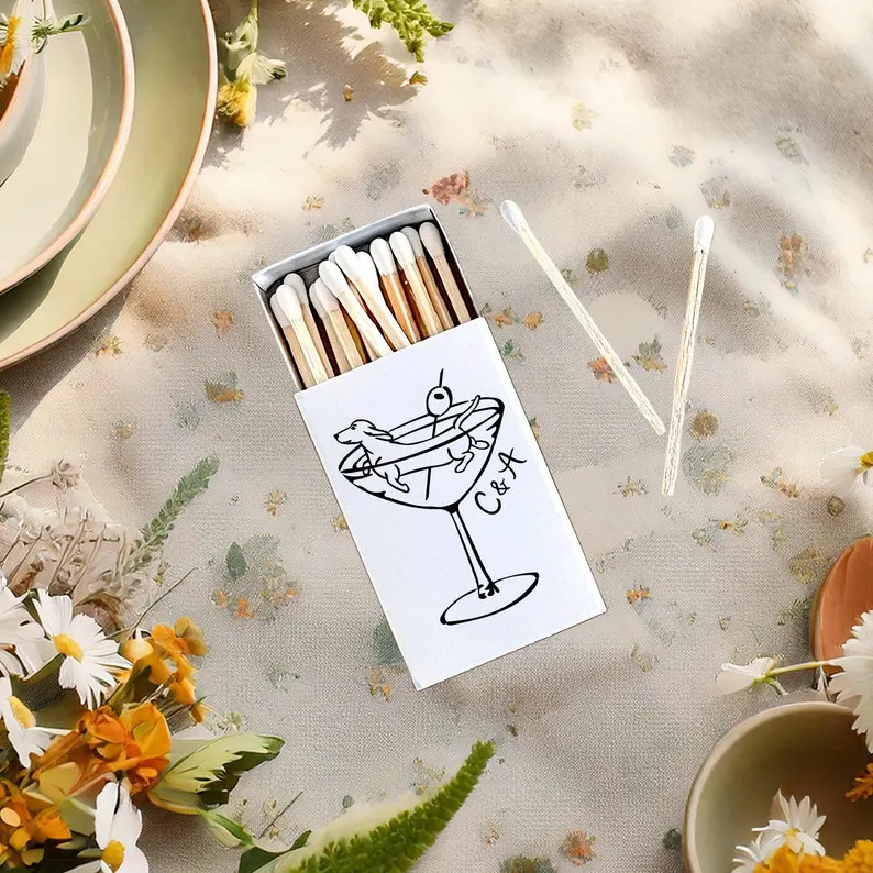 Swimming Dachshund Sketch Matchboxes | For Whimsical Wedding, Engagement Party, Rehearsal Dinner,... | Etsy (Global)