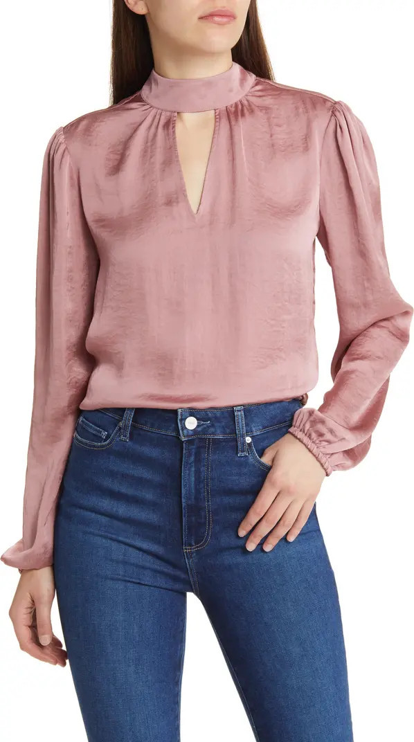 PAIGE Cerrita Keyhole Satin Blouse | Nordstrom | Nordstrom