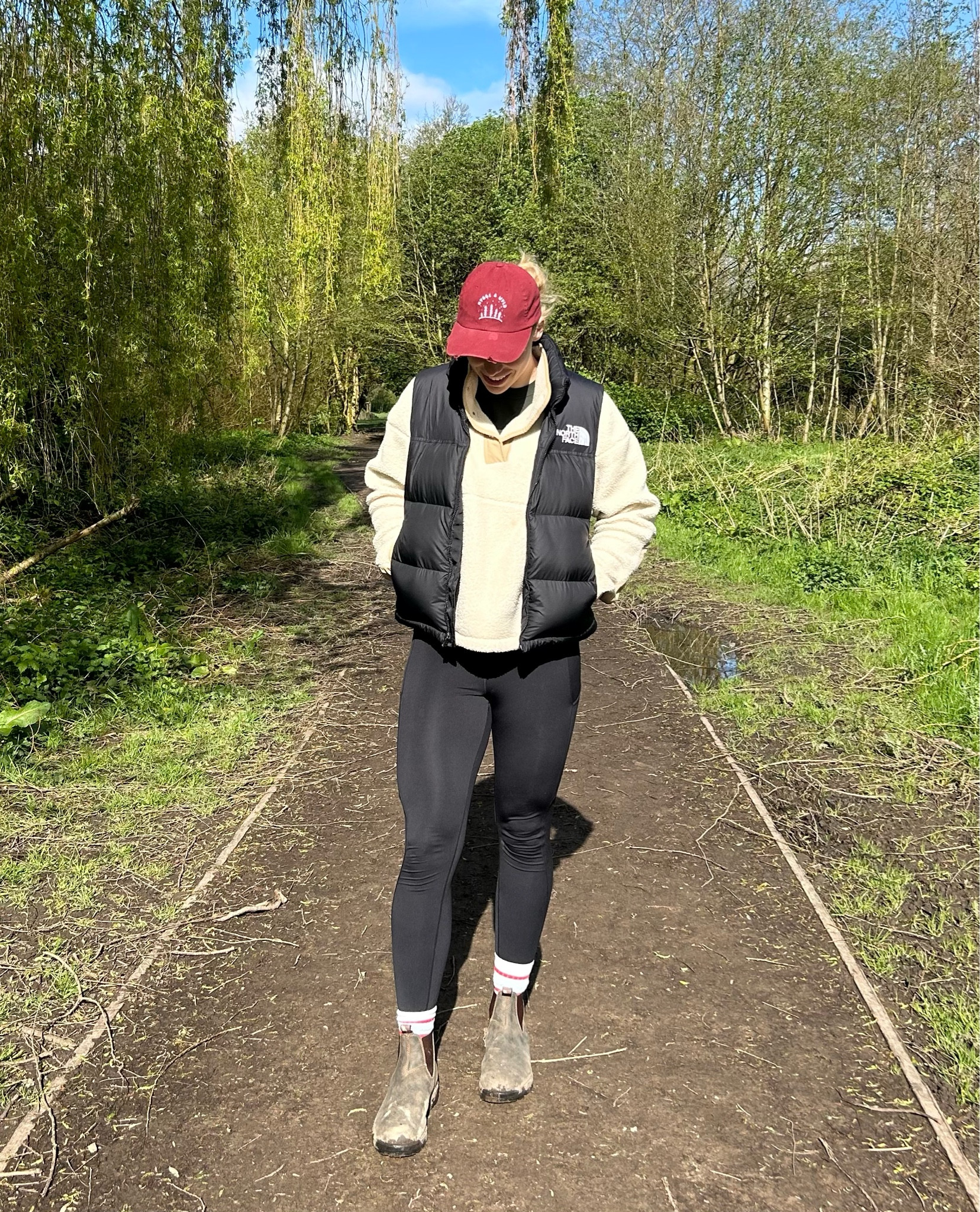 Perfect cozy outfit for a spring walk! Puffer vest outfit. Fleece and leggings. Styling Blundstones  

#LTKActive #LTKSeasonal