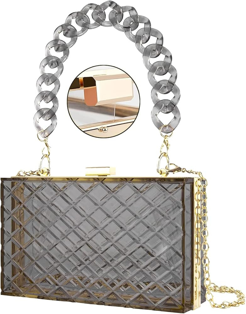 Clear Purse for Women, Acrylic Box Evening Clutch Bag, Mini Jelly Purse Transparent | Amazon (US)