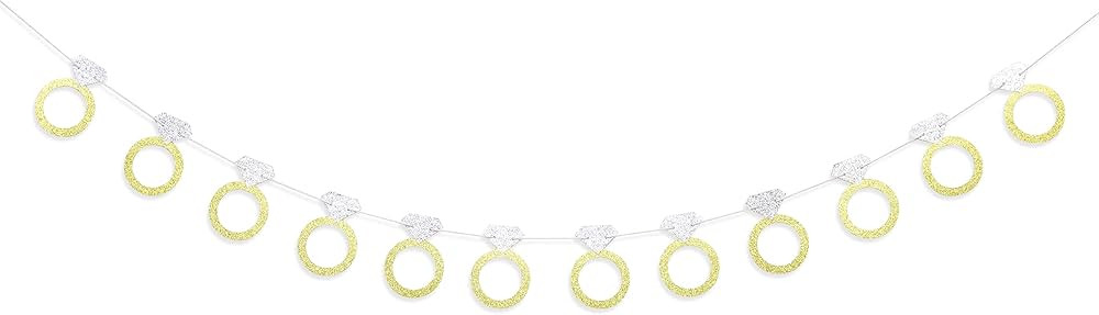 Bachelorette Party Banner - Glitter Gold and Silver Diamond Ring Banner, Engagement Party Decorat... | Amazon (US)
