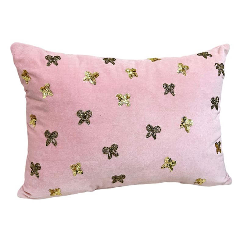 Pink Beaded Bows Throw Pillow, 14x20 | At Home