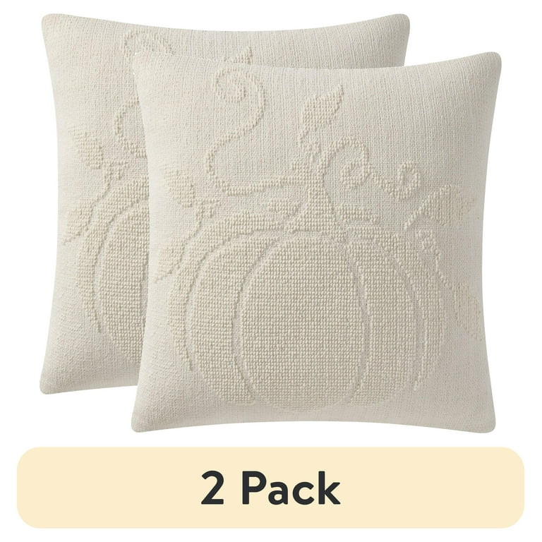 (2 pack) My Texas House 20" x 20" Jill Ivory Needlepoint Pumpkin Cotton Decorative Pillow | Walmart (US)