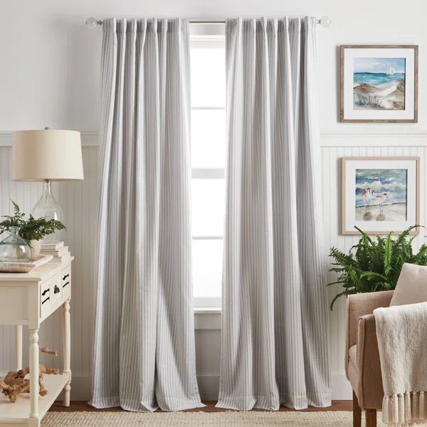 Ticking Cotton Blend Striped Blackout Rod Pocket Curtain Panels | Wayfair North America