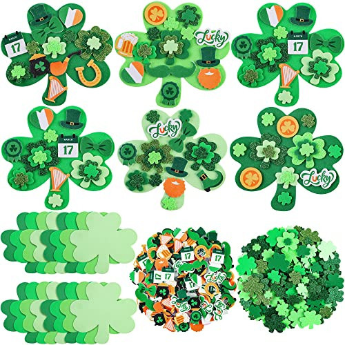 Fovths 516 Pieces St. Patrick's Day Foam Craft Kit Include Foam Shamrock and Self-Adhesive Foam Sticker Irish Clover Glitter Craft Stickers Assorted Style for DIY Craft St. Patrick's Day Party Decor | Amazon (US)