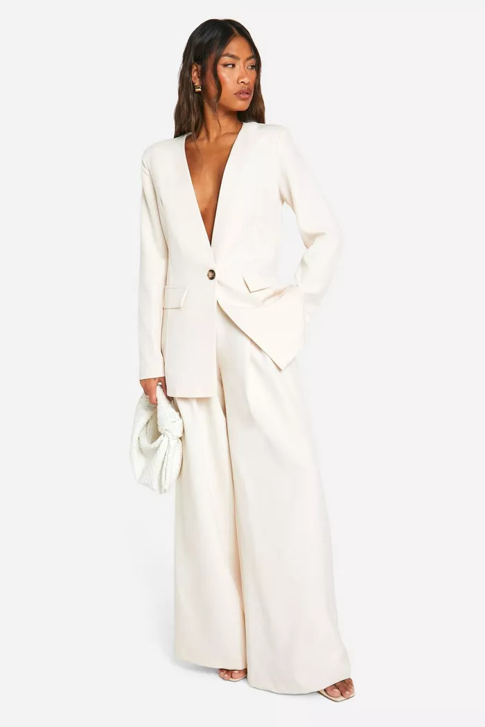 Pleat Front Wide Leg Trousers | Boohoo.com (UK & IE)
