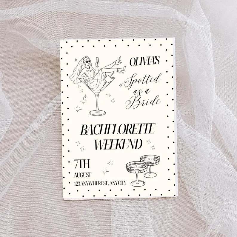 Spotted as a Bride Polka Dot Bachelorette Party Invitation Template | Instant Download - Etsy | Etsy (Global)
