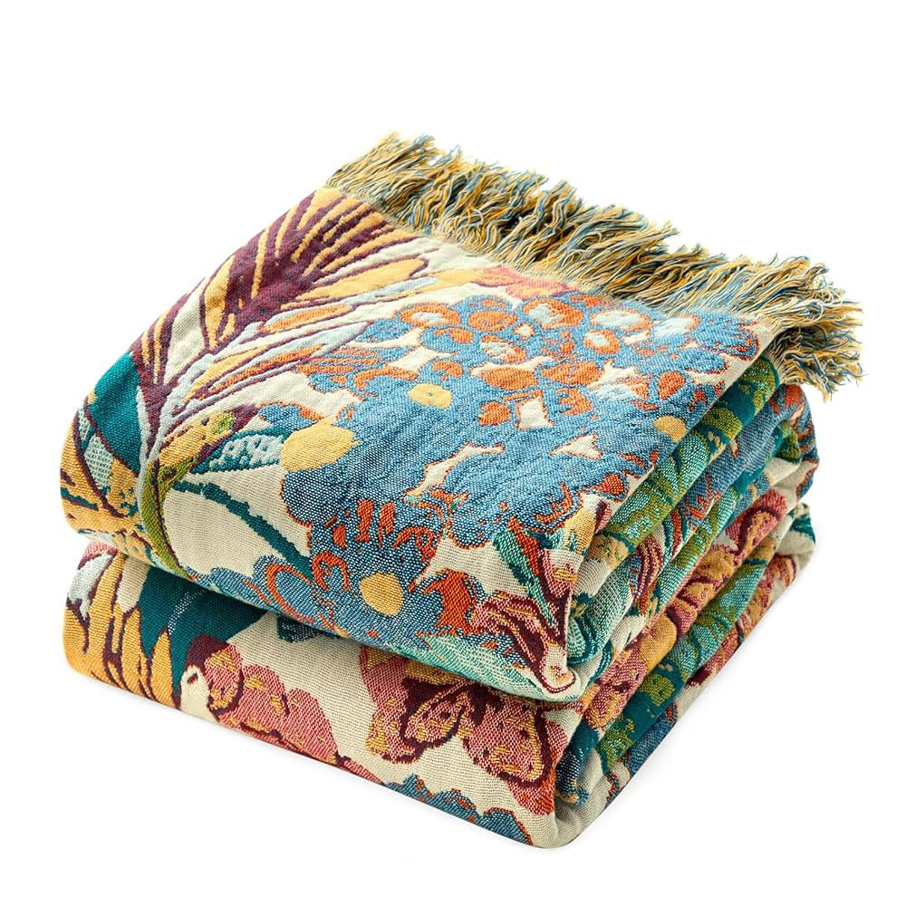 MSGKV Boho Throw Blanket for Bed Twin Size Cotton Muslin Breathable Vine Blanket 60"x80" Sofa Cou... | Amazon (US)