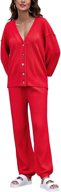 GREAIDEA Women's Two Piece Trendy Outfits Cozy Knit Loungewear Sweater Sets Oversized Slouchy Matchi | Amazon (US)