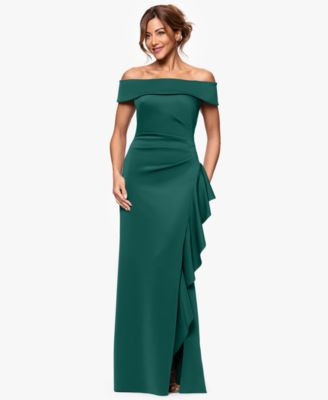 Women's Off-The-Shoulder Ruffled Side-Slit Gown | Macy's