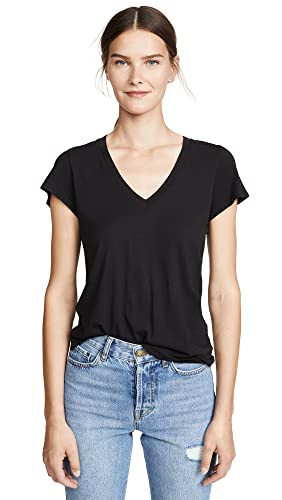 Splendid Women's Short Sleeve V-Neck T-Shirt, Black, Small | Amazon (US)