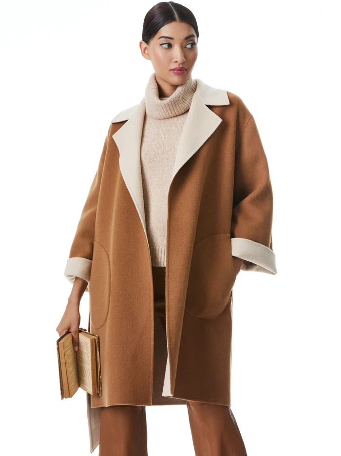 TOMIKO REVERSIBLE BELTED COAT | Alice + Olivia
