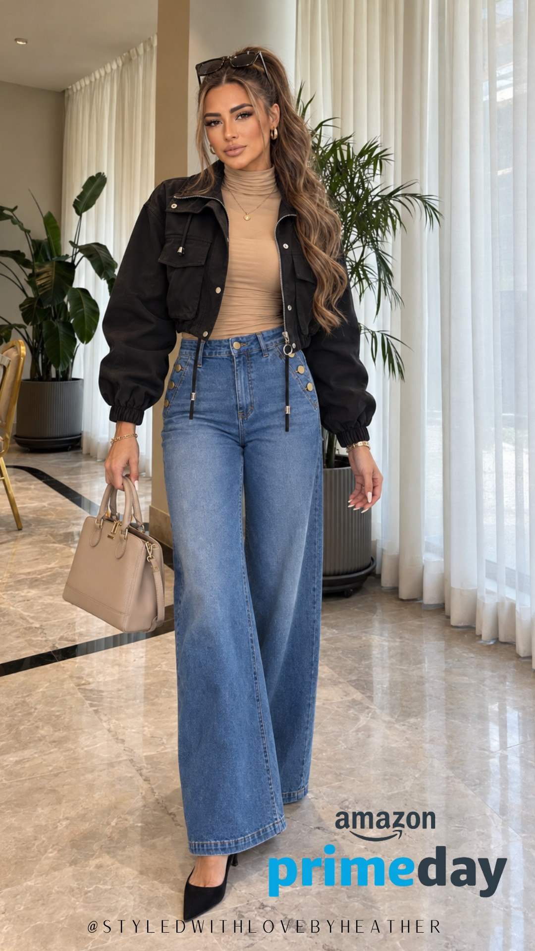 A black utility jacket + wide-leg jeans = one of those combinations I know I’ll wear on repeat. 🤎 I love how the structured jacket balances the relaxed denim while keeping the whole look effortlessly chic. Such a good Amazon fall outfit find! Linked on LTK—buy now before Prime Day ends. 

 #LTKootd #LTKSaleAlert #LTKPetite