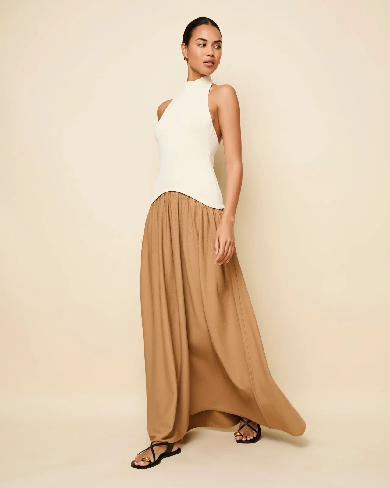 Halter Soglio Dress Ecru Camel | Solid & Striped