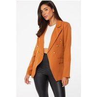 Tan Buttoned Tailored Blazer | Quiz Clothing