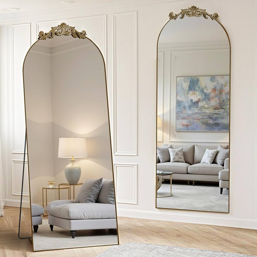 MISSDAY Vintage Baroque Full Length Mirror, 65"X24" Antique Large Arched Full Body Mirror Freesta... | Amazon (US)