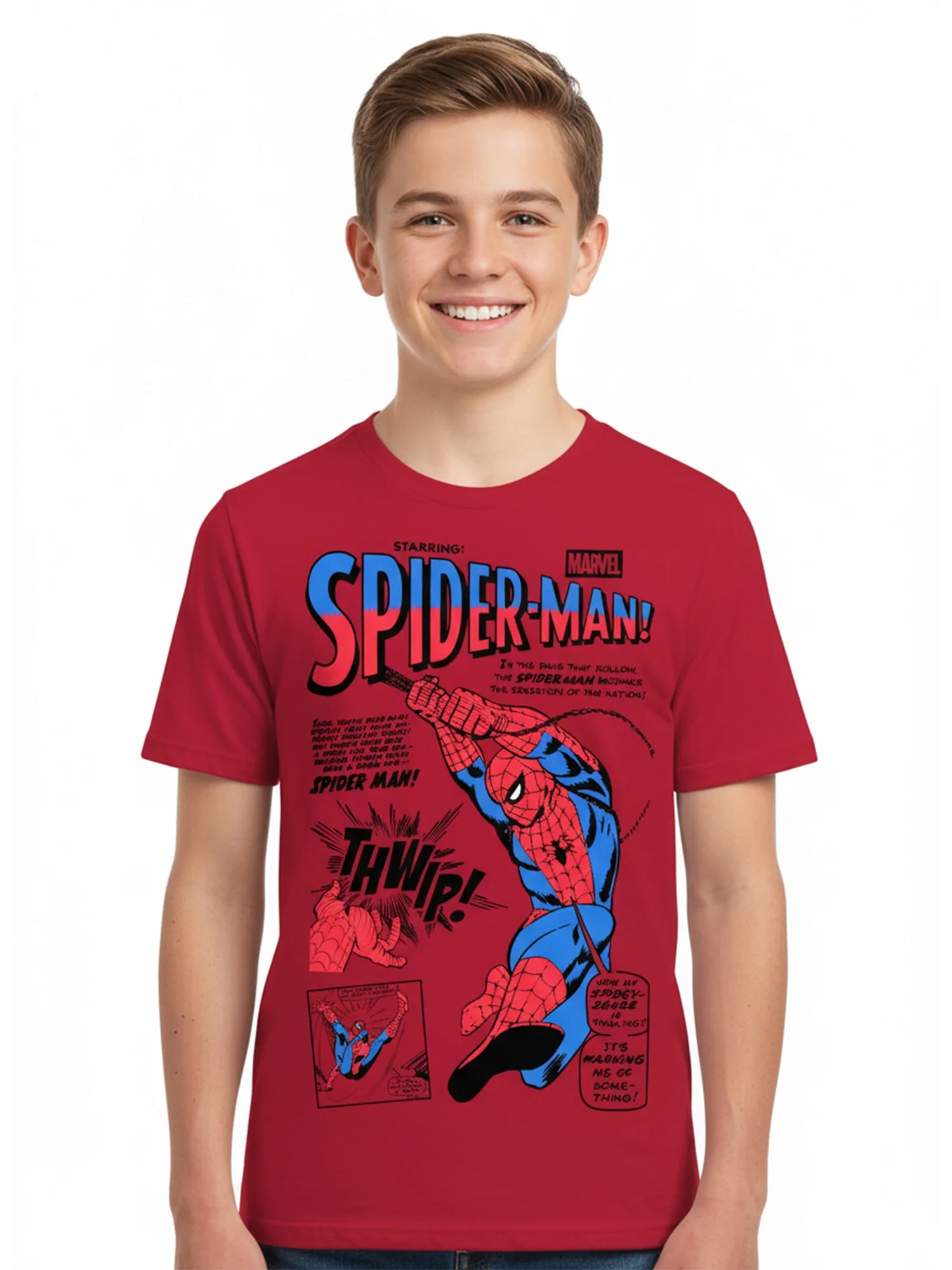 Spider-Man Boys' Graphic Tee with Short Sleeves, Nation Sensation, Sizes 4-18 - Walmart.com | Walmart (US)