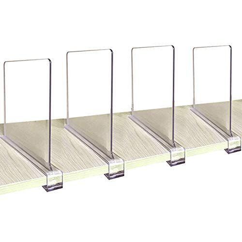 CY craft Acrylic Shelf Dividers for Closets,Wood Shelf Dividers, 4 PCS Clear Shelf Separators,Perfec | Amazon (US)