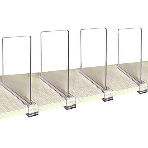 CY craft Acrylic Shelf Dividers for Closets,Wood Shelf Dividers, 4 PCS Clear Shelf Separators,Perfec | Amazon (US)