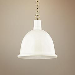 Mitzi Blair 16" Wide Aged Brass Pendant Light w/ Cream Shade | LampsPlus.com