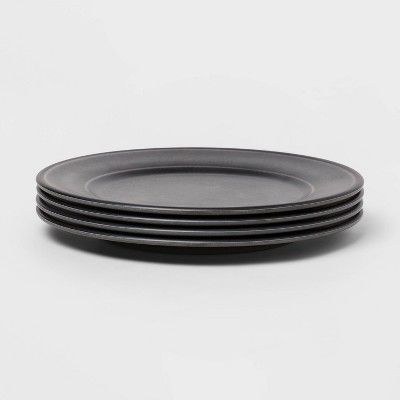10.5" 4pk Melamine Lancashire Dinner Plates Dark Gray - Threshold™ | Target