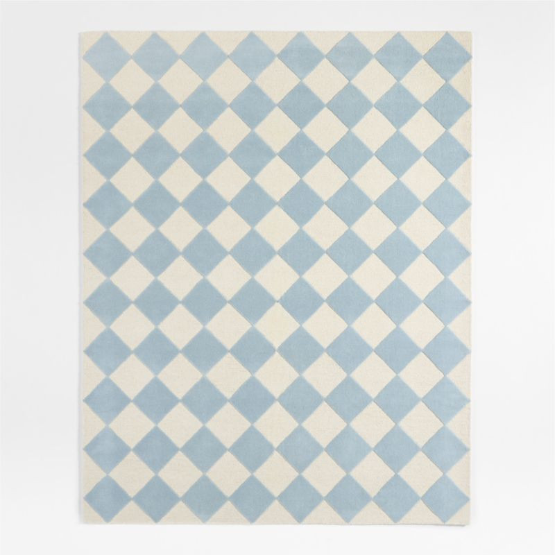 Checkerboard Blue Wool Kids Area Rug 5x8 | Crate & Kids | Crate & Barrel