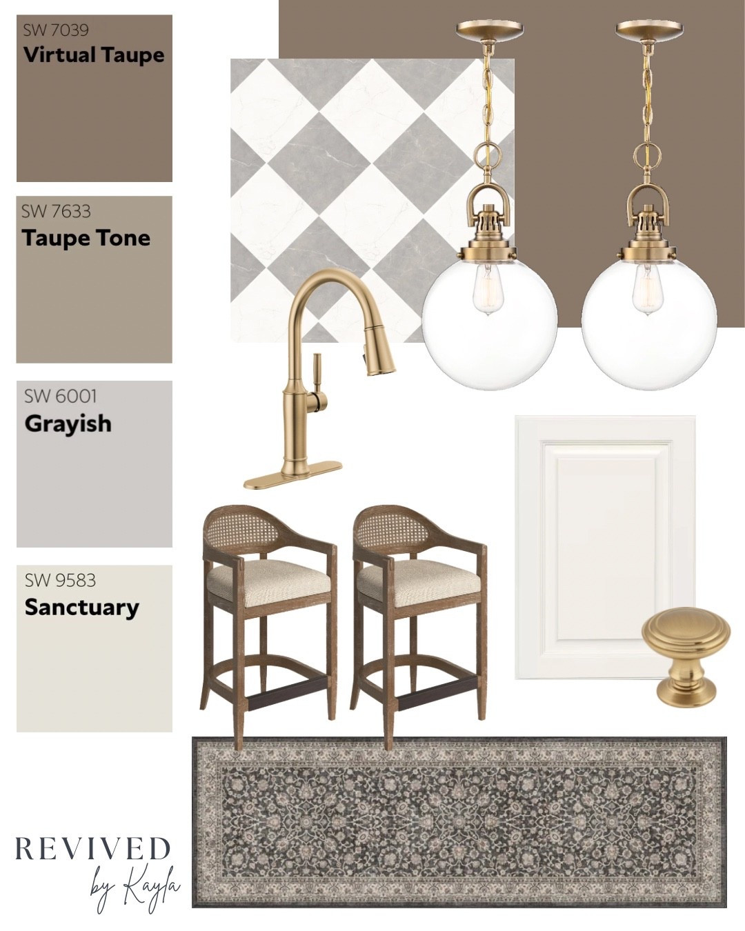 Taupe and gray kitchen design mood board 🤎✨

#kitchendesign #kitchendecor #kitchenreno #kitcheninspo #homedecor #homedesign #gold #taupe #goldlighting #barstools #rug #interiordesign #modernhome #moderndecor #sherwinwilliams #wayfair #modern 

#LTKHome