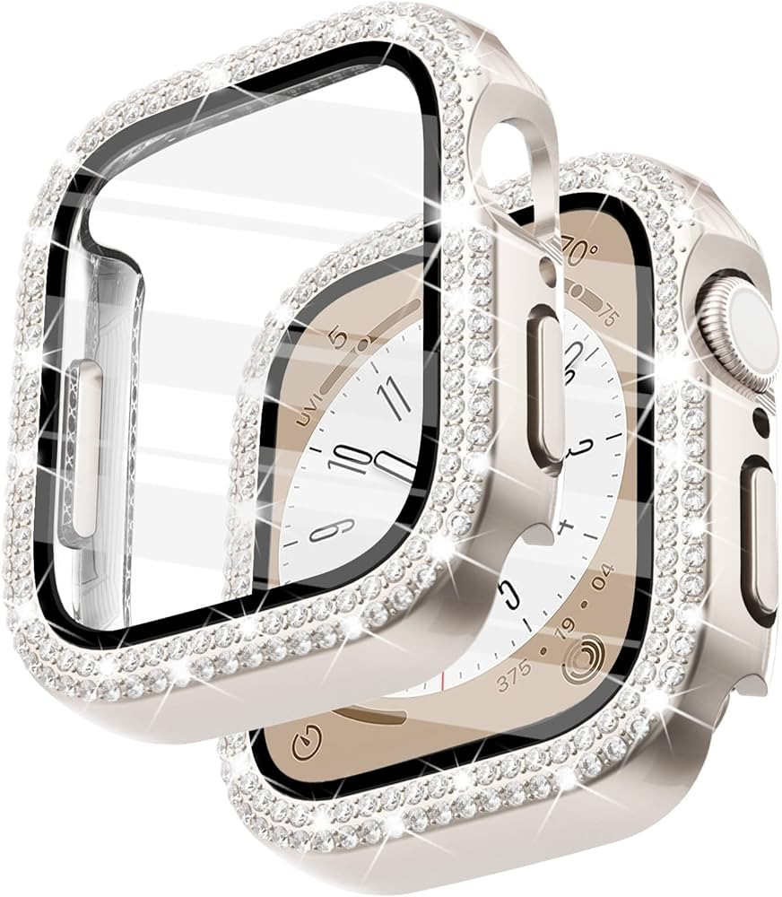 Surace 44mm Case Compatible with Apple Watch Case with Screen Protector, Bling Diamond Overall Pr... | Amazon (US)