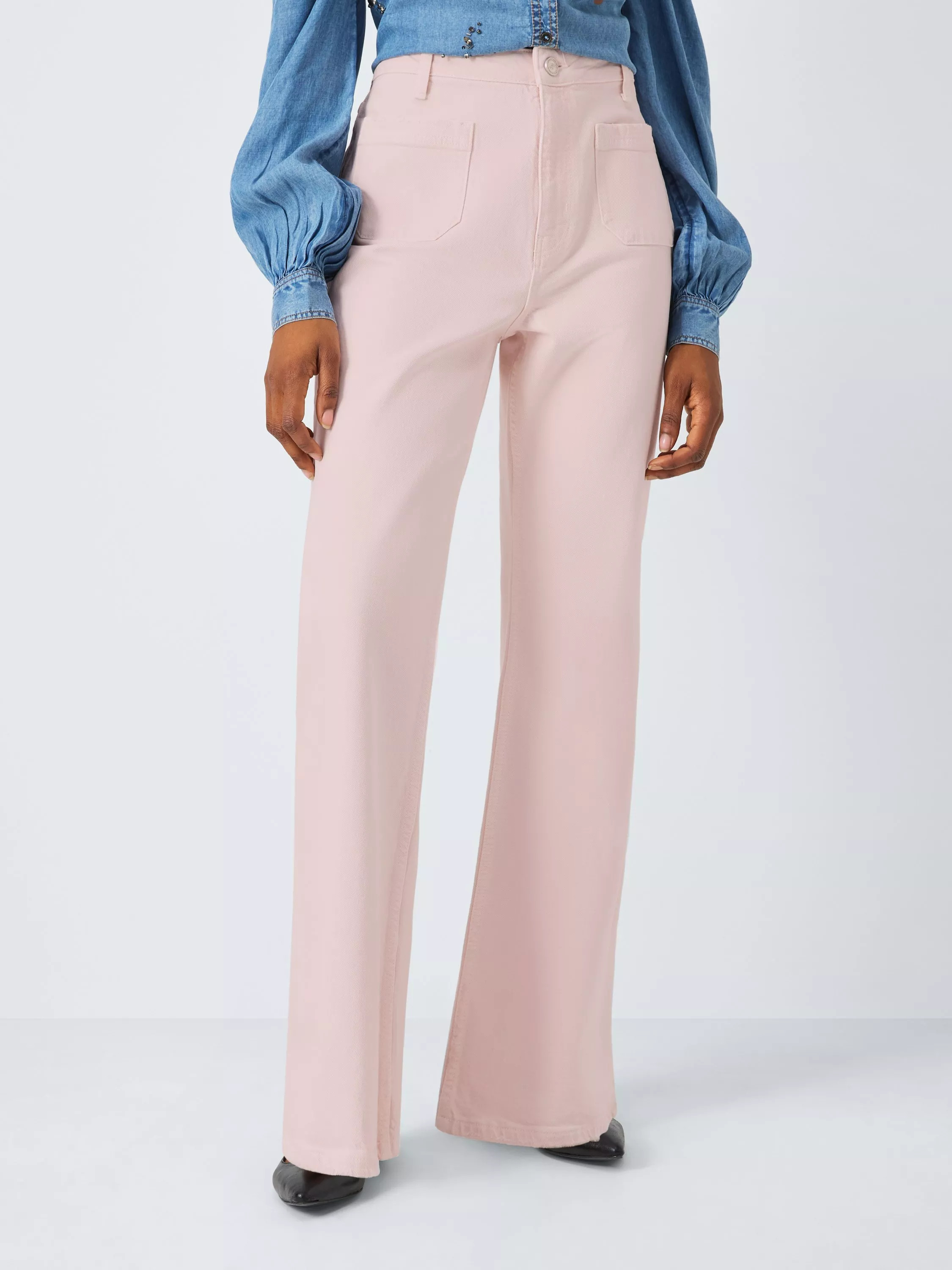 AND/OR70's Patch Pocket Jeans, Pink | John Lewis (UK)