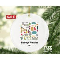 Chef Christmas Ornament, Personalized Cooking Kitchen With Name Custom Gift For Lover Inspirational Best Girl Boy Female Male | Etsy (US)