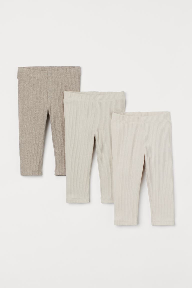 Leggings in soft, ribbed cotton jersey. Soft elasticized waistband. | H&M (US + CA)
