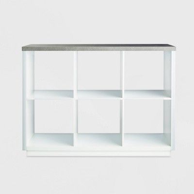 6 Cube Storage Organizer with Faux Concrete Surface Top White - Threshold™ | Target