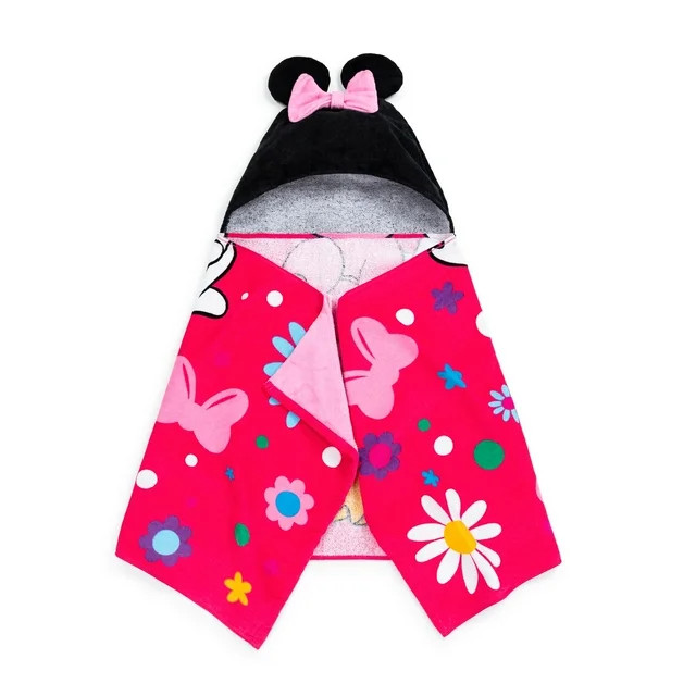 Minnie Mouse Kids Cotton Hooded Towel - Walmart.com | Walmart (US)