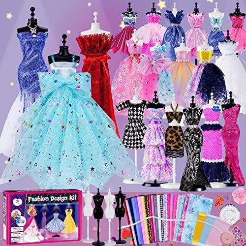 500+Pcs - Fashion Design Kit for Girls with 4 Mannequins - Creativity DIY Arts & Crafts Kit Sewin... | Amazon (US)