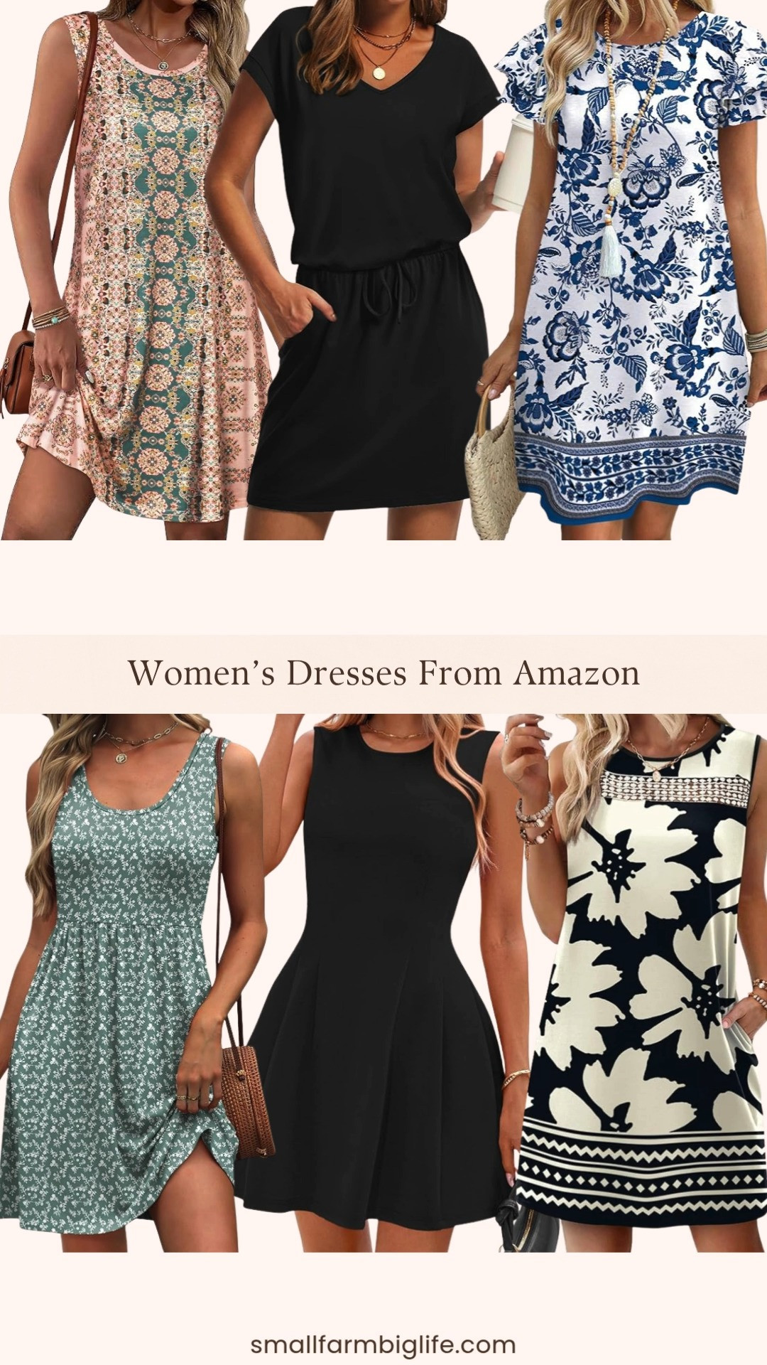 Spring and summer dresses from Amazon and this round up has so many good ones right now 🌿🌸 A green floral A-line sleeveless sundress with pockets, a boho vintage floral flowy tank sundress, a black classy A-line short dress that is perfect for work, graduation, or a cocktail event, a black and cream floral lace mini tank dress with pockets, a blue and white floral ruffle sleeve round neck loose swing sundress with pockets, and a black V neck tie waist mini sundress with pockets. So many beautiful prints and silhouettes in this round up and so many of them have pockets which is always a win. Whether you need something casual for the beach and vacation, something dressy for a special occasion, or just an easy everyday sundress Amazon has you completely covered right now at the best prices. Everything is linked! 🛒🌸 

 #LTKgrwm #LTKootd #LTKOver40