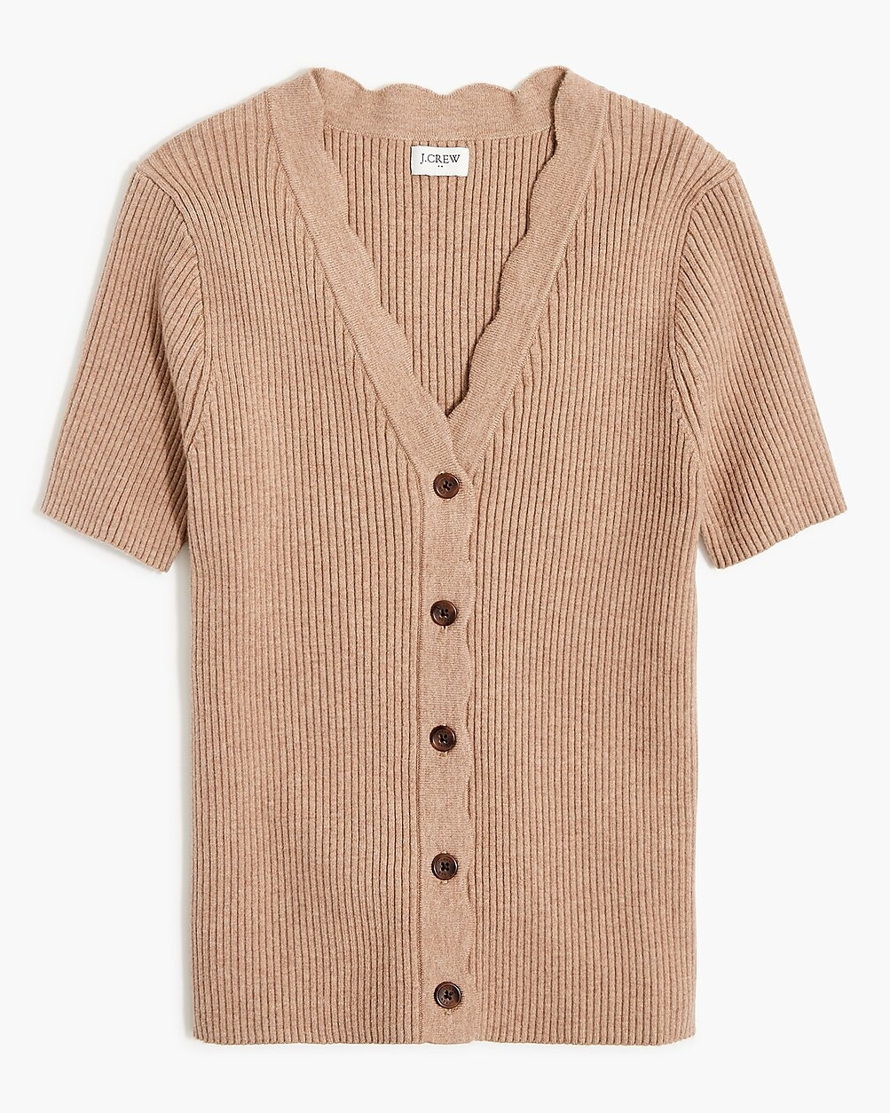 Short-sleeve cardigan sweater with scallop trim | J.Crew Factory
